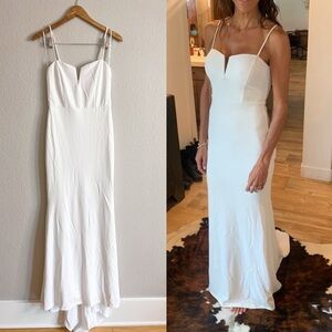 White Mermaid Maxi Dress Spaghetti Strap Wedding Dress